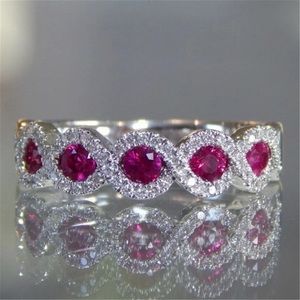 Women Ring Vintage Pink Zircon Stone Ring